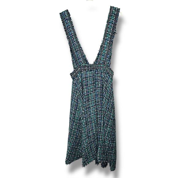 Zara NWOT Green Multi Tweed Classy Trending Overall A-Line Midi Dress Small - Picture 7 of 10